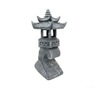 Lanterne solaire Pagode en résine effet pierre LED pour allée de jardin, décoration de temple zen, gris (A)