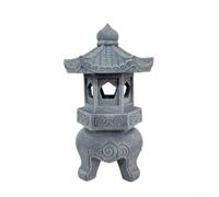 Lanterne solaire pagode en résine grise - Décoration de jardin japonaise - Étanche - Décoration asiatique pour patio, allée, cour - Statue de cheminée