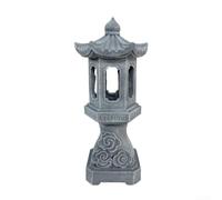 Lanterne solaire pagode en résine grise - Décoration de jardin japonaise étanche pour terrasse, allée, cour, paysage (lumières de ville)