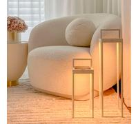 Lanterne sans fil solaire rechargeable à poser ou à fixer au mur en aluminium blanche LED blanc chaud dimmable HYDRA H32,5cm