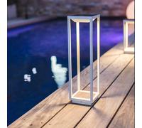 Lanterne sans fil solaire rechargeable en aluminium blanche à poser ou à fixer au mur LED blanc chaud dimmable BIG HYDRA H52,5cm