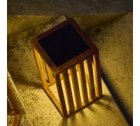 Lanterne solaire décorative - LUMISKY - CHENNAI - H30 cm - En bois teck massif - LED blanc chaud