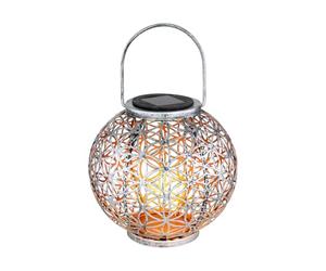 Lanterne solaire sphérique avec découpes décoratives argentées Ø 20 cm