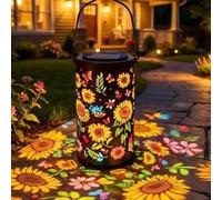 Lanterne Solaire Tournesol Colorée pour Extérieur, Lampes de Jardin Solaires Étanches avec Motif Papillon, Lumières Décoratives pour Terrasse, Jardin, Pelouse, Véranda, Allée, Décorations de Fête