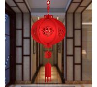 Lanterne suspendue du Nouvel An chinois avec symbole Fu et motif bon augure en tissu non tissé pour décoration culturelle de la maison