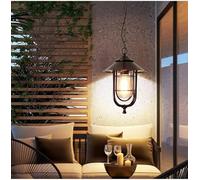 Lanterne suspendue extérieure à 1 lumière compatible avec porche, luminaires suspendus intérieurs et extérieurs, lampe de ferme réglable en hauteur avec finition noire sablée,style minimaliste