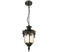 Lanterne Suspension Extérieure Design Classique Ancien en Métal couleur Noir/Or Patiné Abat-jour en Verre Transparent E27 Rétro Vintage Lampes Suspendues pour Jardin Patio Pavillon (Noir)