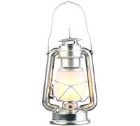 : Lanterne tempête LED avec effet de flamme, hauteur 25 cm, argentée