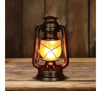 Lanterne tempête LED vintage rechargeable - 3 modes d'éclairage : flamme clignotante et toujours allumée - Pour véranda, terrasse, cour, jardin, camping (style 1)