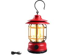 Lanterne Tempête Vintage - LED - Rechargeable - 300 Lumens - Luminosité Réglable - Rouge