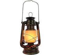 Lanterne vintage LED rechargeable à piles pour camping, extérieur, lampe de table sans fil, lampe à huile à suspendre avec interrupteur à intensité variable pour décoration d'allée, patio, bronze