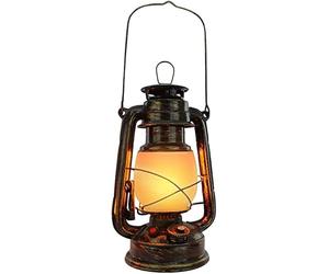 Lanterne vintage LED rechargeable à piles pour camping, extérieur, lampe de table sans fil, lampe à huile à suspendre avec interrupteur à intensité variable pour décoration d'allée, patio, bronze
