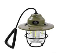 Lanterne vintage rechargeable par USB pour le camping, design rétro en fer avec luminosité réglable et crochet de suspension (vert)