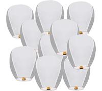 Lanterne Volante Chinoise - Lot de 10 Lanternes Célestes Commémoratives en Papier pour Anniversaire, Mariage, Funérailles, Noël - Faire des Vœux (Cœur Blanc)