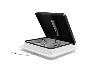 Lanterneau Camping-Car 40x40 cm Fenêtre de Toit Universelle avec Ventilateur, Trappe de Toit pour Caravane et Camping-Car 14x14 Pouces, Moustiquaire Intégrée et Montage Rapide (Noir/Blanc, 42x42 cm)