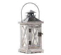 Lanternes à Bougies en Verre, lanternes décoratives, lanternes de Jardin pour Bougies, lanternes décoratives en Bois, Porte-Bougie Lanterne Vintage en Bois Vieilli et métal décoratif