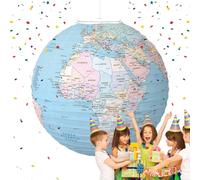 Lanternes à thème de voyage, décorations de fête en papier,Décoration de lanterne de classe de carte du monde |Lanterne de carte du monde jour de la terre, ornement de Globe terrestre pour la mais