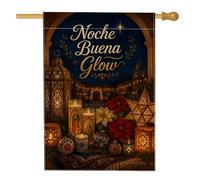 Lanternes à thème religieux Buena - Drapeau de maison de Noël - 71 x 101 cm | Décorations florales poinsettia, drapeau de pelouse, bougie lumineuse, iconographie religieuse, toile de fond architecturale