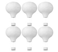 Lanternes blanches 6 pièces, lanternes en papier montgolfière de 10 pouces avec ficelle suspendue de 60 m, décoration bricolage pour la peinture à la main, l'artisanat pour enfants et les fêtes