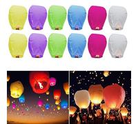 Lanternes Célestes Chinoises - Lanternes Volantes en Papier Célestes Souhaitant pour un Anniversaire, Mariage, Mariages, Anniversaires, Monuments, Fête (colorées 12pcs)