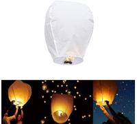 Lanternes Chinoises à la Main Biodégradable Résistante en Papier Anniversaire Volant Souhaitez Lanternes Célestes Mariage Nouvel Fête Anniversaire Commémorations (10 pc Blanches)