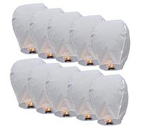 Lanternes Chinoises Kong Ming en Papier Respectueuse de l'environnement Veille de Noël Nouvel an Mariage Fêtes Lot de 10 (Blanc)