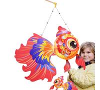 Lanternes Chinoises Portables, Lanterne du Festival Chinois,Lampe Traditionnelle Chinoise fabriquée à la Main en Forme de Poisson d'or | Kit de Fabrication de Lampes artificielles pour Festival de la