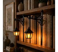 lanternes décoratives pour bibliothèque, Vintage Mini lanterne, Lampes de table en fer veilleuse LED pour coin de lecture, luminaires de cadeaux d'Halloween pour les amateurs de livres (A-2Pièces)
