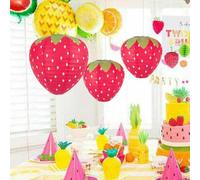 Lanternes en papier à suspendre en forme de fraise, décorations 3D en forme de fruits pour premier anniversaire de baies, grande lanterne en papier à suspendre, décorations de fête en forme de fraise