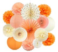Lanternes en papier à suspendre pour fête d'automne, fête d'anniversaire, Thanksgiving, mariage, fête prénatale, beige et orange pêche