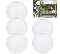 Lanternes en Papier Blanc - Lot de 5 Boules Lumineuses de 30 cm pour Décorations - Lampions pour Mariage, Anniversaire, Fête et Événements