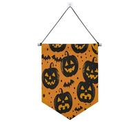 Lanternes en peluche Jack O Lanterns classiques pour Halloween - Bannière à suspendre avec tige télescopique - Bannières de fête à suspendre pour porte, murs, fenêtres, jardins, cour suministros para