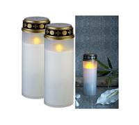 Lanternes funéraires - PEARL - 2 grandes lanternes - LED scintillantes - Blanc - Résistantes aux intempéries