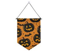 Lanternes Jack O Lanterns Bannière classique en tissu à suspendre avec tige télescopique Décorations de fête pour l'intérieur et l'extérieur