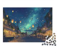 Lanternes marché Nuit Puzzle 1000 Pièces avec Emboîtement Parfait, Puzzle d'art défi Entre Amis pour Un Tableau À Encadrer, Superbe Idée Cadeau 38x26cm/1000pcs