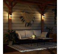 Lanternes murales solaires d'extérieur 2 pcs blanc chaud