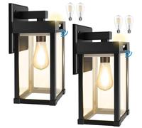 Lanternes murales solaires d'extérieur à Aqonsie avec ampoule chaude 3200 K et ampoule blanche 6500 K, lampes murales solaires étanches avec panneau transparent et 3 modes d'éclairage pour garage,