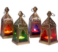 Lanternes orientales 4 sets lanterne Basilic multicolore 16cm - Vert - Bleu - Violet - Orange
