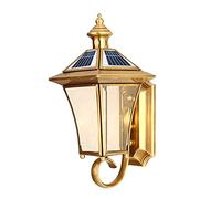 Lanternes solaires d'extérieur en laiton antique imperméable avec abat-jour en verre, 3 températures de couleur, éclairage vintage pour jardin, terrasse et parc, style rustique
