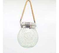 Lanternes solaires en verre fissuré, lampes solaires suspendues extérieures bloquant l'eau avec 30 LED, globes suspendus en verre pour arbre de clôture de patio de cour (Couvert (blanc chaud))