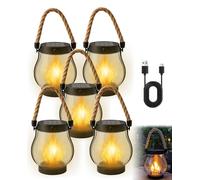 Lanternes solaires étanches, motif flamme dansante, lumières suspendues extérieures, décoration en corde de chanvre pour jardin et terrasse, parfaites pour les décorations extérieures et ambiance.