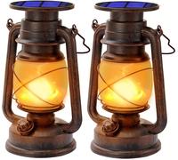 Lanternes Solaires Extérieur Lanterne tempête LED De Lanterne avec Effet de Flammes Pour Jardin,Chemins,Paysage (2pack)