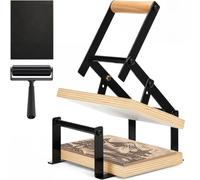 Lanties Machine de presse à levier manuelle avec rouleaux et patins en feutre pour découpe de lino, impression de découpe, blocs de linoléum, kit d'outils d'impression sur bloc de bois, noir A5