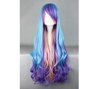 LanTing Cosplay Wig Cosplay Full Wig Heat Resistant Fiber Black Mix White Cosplay Party Fashion Anime Human Costume Full wigs Synthetic Haar Heat Resistant Fiber Blue Purple