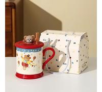 LANTING Mug avec Coffret Cadeau : Design Drôle d'Ourson & Pratique pour Petit-Déjeuner - Tasse Céramique Résistante pour Café/Thé