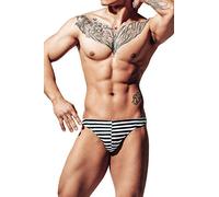 Lantra Besa G Strings Thongs Tangas de Bain pour Homme Maillots Bas Swimming Bikini Bottoms pour la Natation D'été CM (Type 123) - Noir-Blanc Rayé (Taille Chinoise XL)
