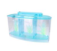Lantro JS Aquarium d'élevage de Bureau, Aquarium à Trois Zones, Isolation de la lumière réglable avec lumière LED pour Petits Poissons avec vanne de Changement d'eau pour Betta(Blue)