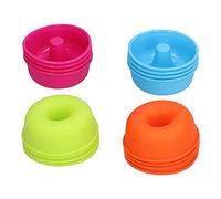 LANTRO JS Lot de 16 moules à donuts ronds en silicone antiadhésifs pour muffins et muffins - Couleur vive