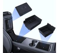 LANTU 3 Pcs Accessoires pour Tesla Model Y 2021-2024 et Model 3 2021-2023, Organisateur de Console Centrale, Boîte de Rangement pour Accoudoir et Boîte de Rangement Cachée