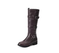 LANTUI Bottes d'automne et d'hiver 2021, Bottes pour Femmes de Noël d'halloween, Bottes de Chevalier Montantes, Chaussures pour Femmes,Brown-48